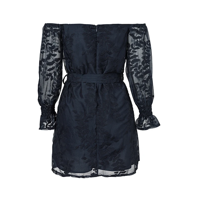 ShejoinSheenjoy Embroidery Short Party Dresses Autumn Winter Slash Neck Elegant Women Dress Sashes Bow Long Sleeve Casual Dress (22)