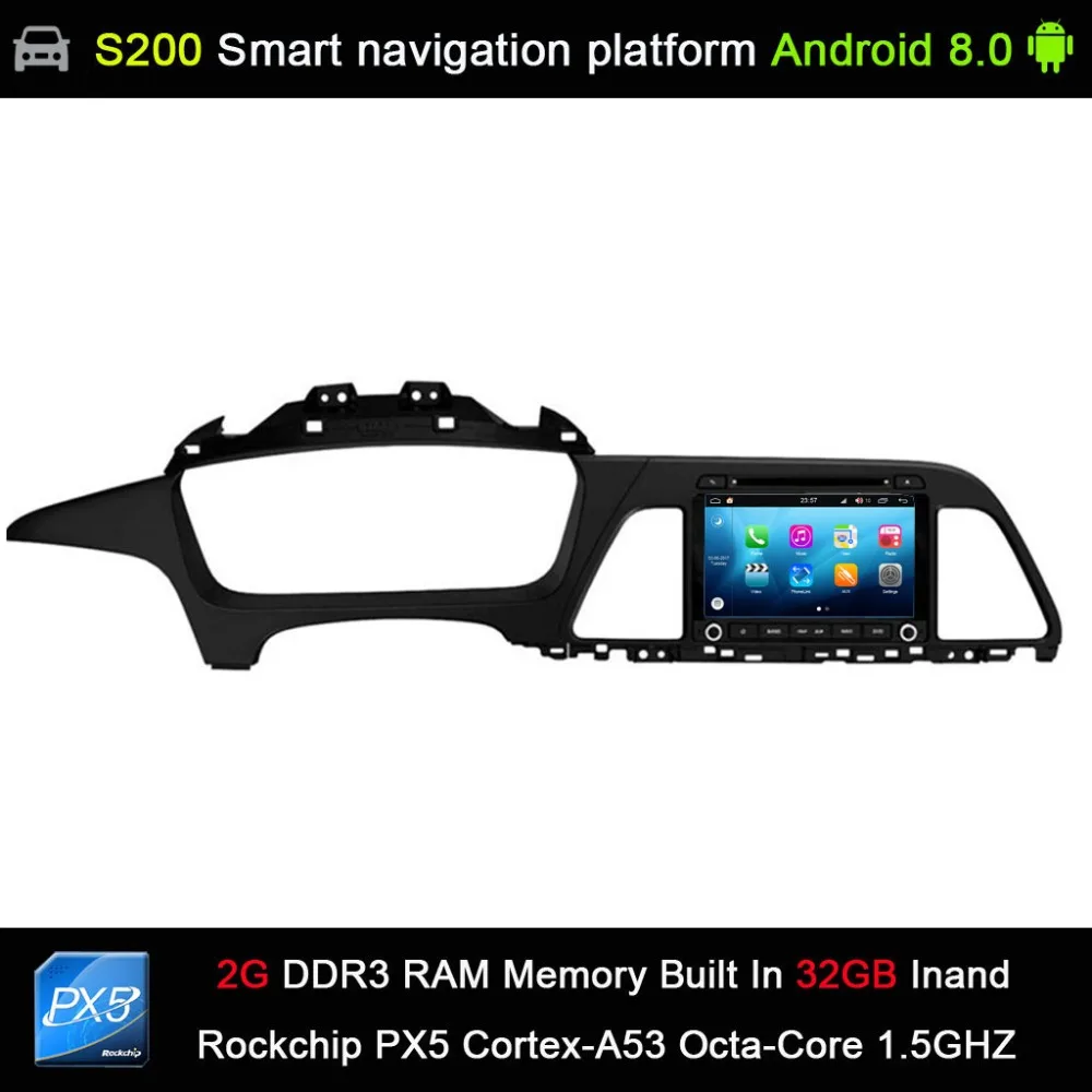 

auto Android 8.0 system PX5 Octa 8-Core CPU 2G Ram 32GB Rom Car DVD Radio GPS Navigation for Hyundai Sonata 2016-2018