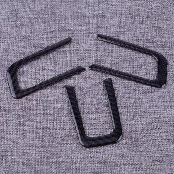 

beler 3PCS Carbon fiber Interior Steering Wheel Decorate Cover Trim Fit for Ford Mustang 2015-2018 Car Accessories Styling