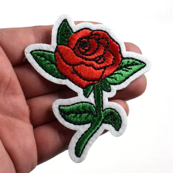 

2018 New Arrival Time-limited Parches Parches Embroidery Red Rose Flower Tattoo Love 70s Retro Biker Applique Iron On Patch
