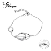 Jewelrypalace 925 cubic zirconia teardrop link id pulsera 8.58 pulgadas declaración de joyería fina pulsera de las mujeres