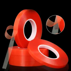 Film rouge autocollant transparent, ruban adhésif double face 2mm 50M adhésif acrylique fort pour téléphone portable, Outil de réparation d'écran LCD 