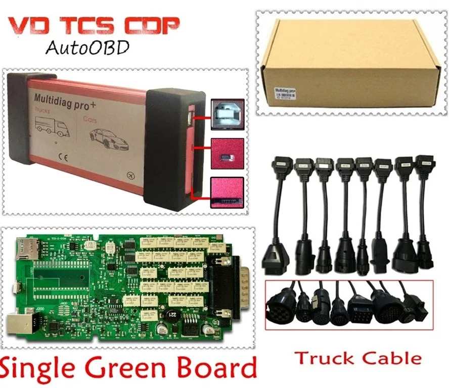 2018 Multidiag Pro Одиночная зеленая доска такая же как VD TCS CDP & truck cable 2015 3 с Keygen MultiDiag Scanner