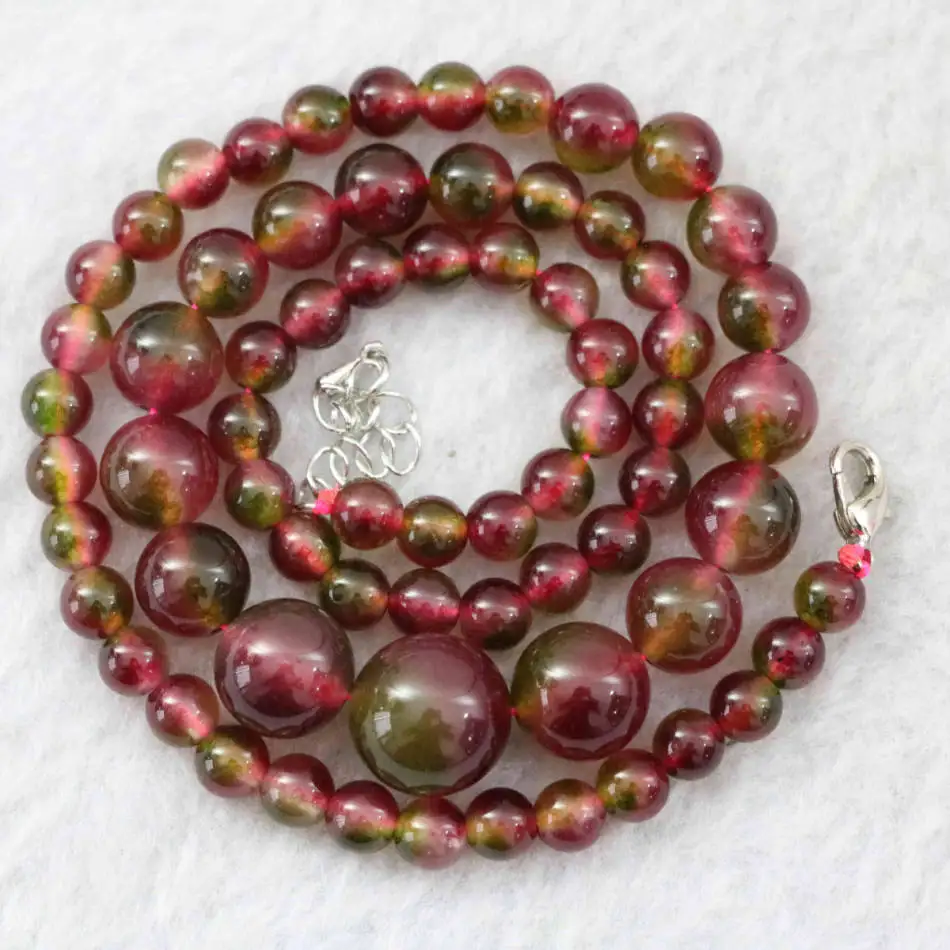 

New Tourmaline stone chalcedony jades stones 6-14mm round beads newly making jewelry necklace 18" B1026