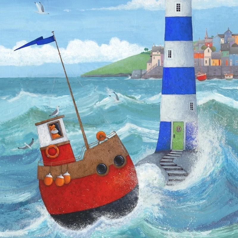 Blue Lighthouse Poster Print by Peter Adderley (24 x 30)