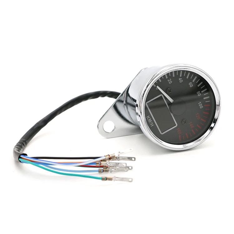 

Universal Chrome LCD Speedometer Odometer Tachometer Multifunction Fuel Gauge Motorcycle Cruiser Bobber Chopper Cafe Racer