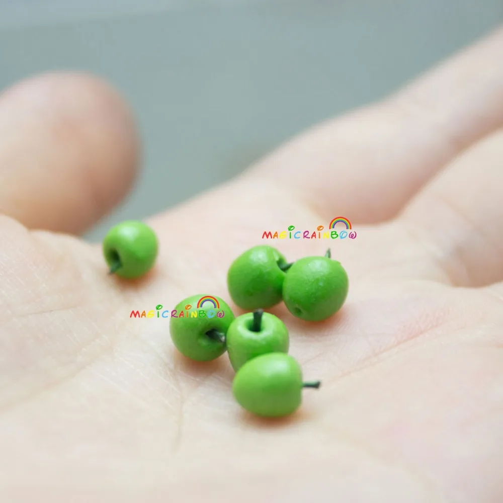 

10pc Handmade Green Apples Fruit Clay Model Dollhouse Miniature 1:12