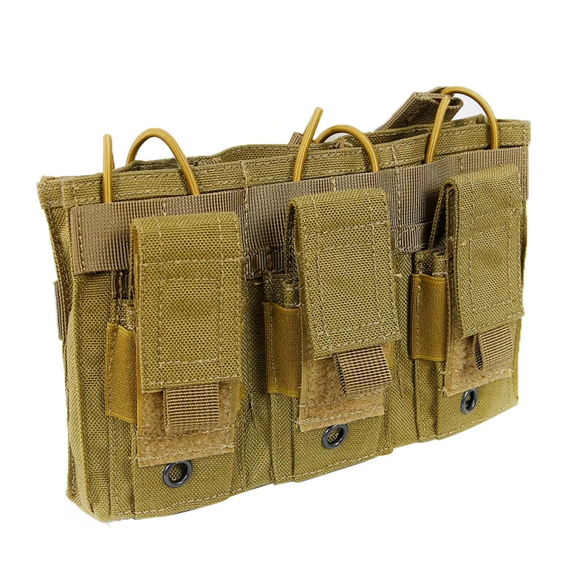 

1000D Nylon Tactical MOLLE Triple Open-Top Magazine Pouch FAST AK AR M4 FAMAS Mag Pouch Military Paintball Equipment New