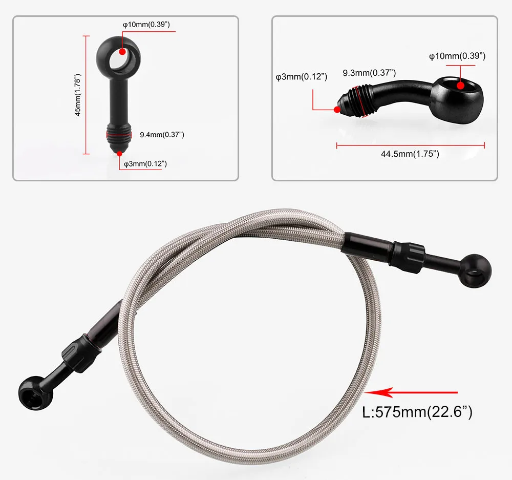 Мотоцикл Байк Плетеный Стальной гидравлический усиленный тормозной линии сцепления Масляный шланг 500 до 2400 мм Универсальный подходит для гонок MX