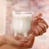 Tasse à lait transparente à Double couche, résistant à la chaleur, pour enfants, tasse à lait, jus, café, conteneur ► Photo 1/6