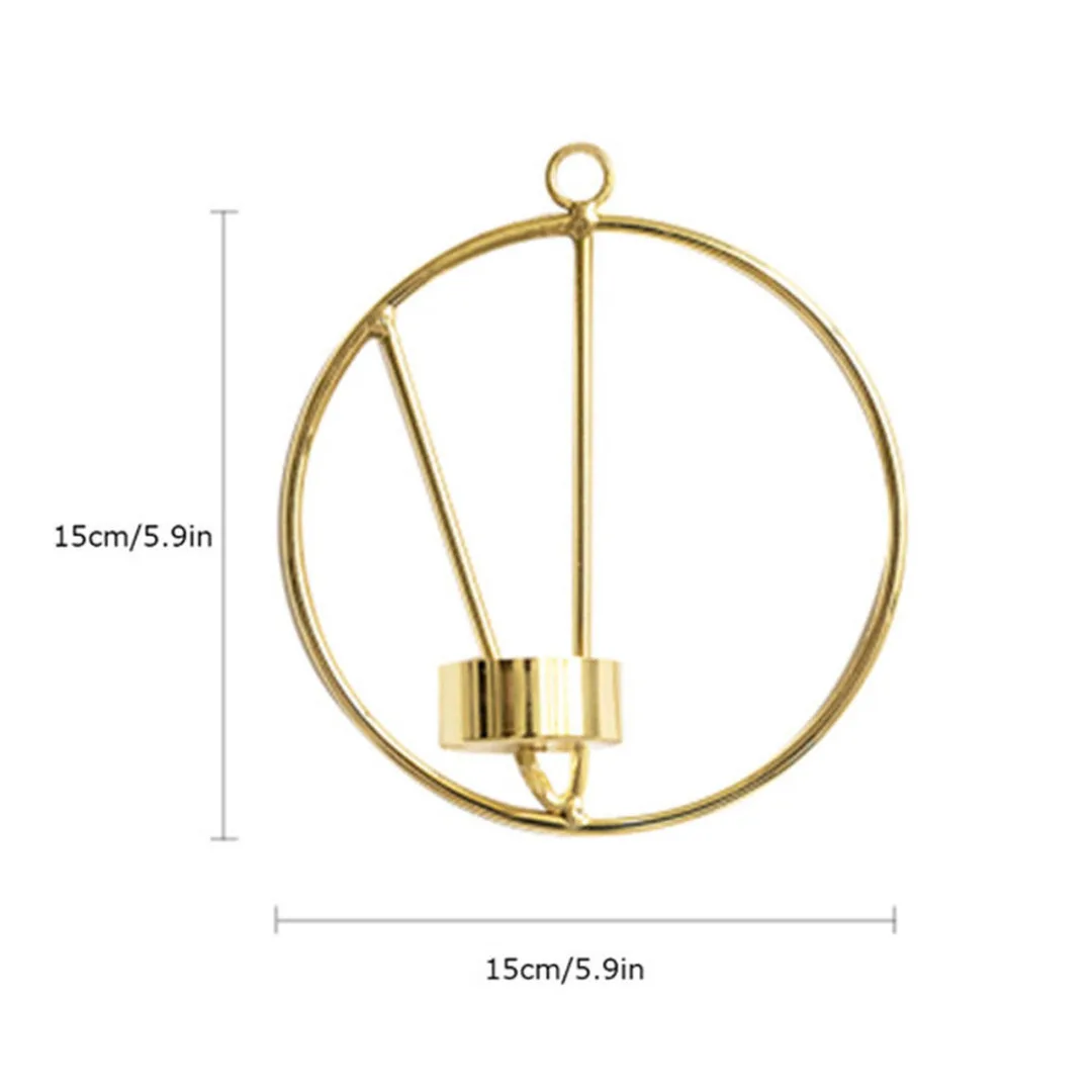 JX-LCLYL Nordic Style Round Metal 3D Geometric Wall Candle Holder Tealight Sconce Decor