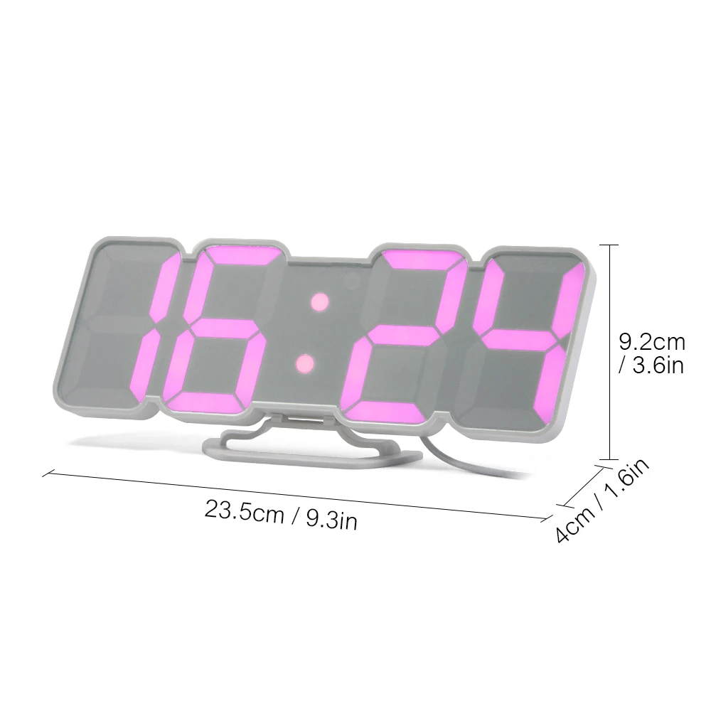 3D беспроводной дистанционный цифровой RGB светодиодный Будильник USB Время/температура/Дата дисплей Яркость изменение цвета настенные настольные часы