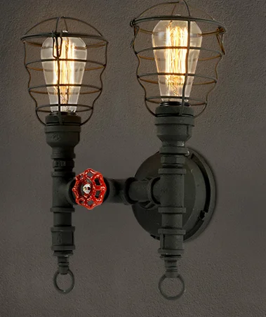 

Industrial Vintage Pipe Wall Lamp American LOFT Balcony Restaurant Bar Wrought Iron Wall Lamp
