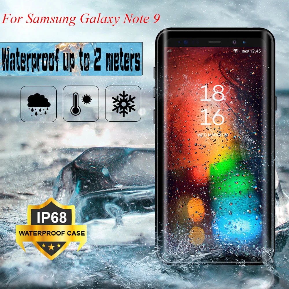 

For Samsung Galaxy Note 9 Case IP68 Waterproof Case for Samsung Note 9 Cover Note9 Diving Underwater PC + TPU Kickstand Cover