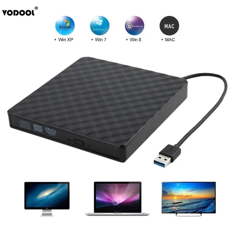 Внешний DVD проигрыватель VODOOL ультратонкий с USB3.0 функцией записи и для Loptop пк на