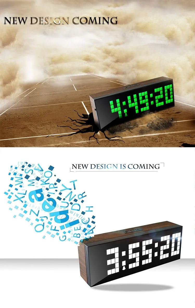 СВЕТОДИОДНЫЕ Деревянные Часы цифровые деревянные настенные часы большой экран двойной будильник часы прикроватные Повтор Кухонный Таймер Температура офиса Дата