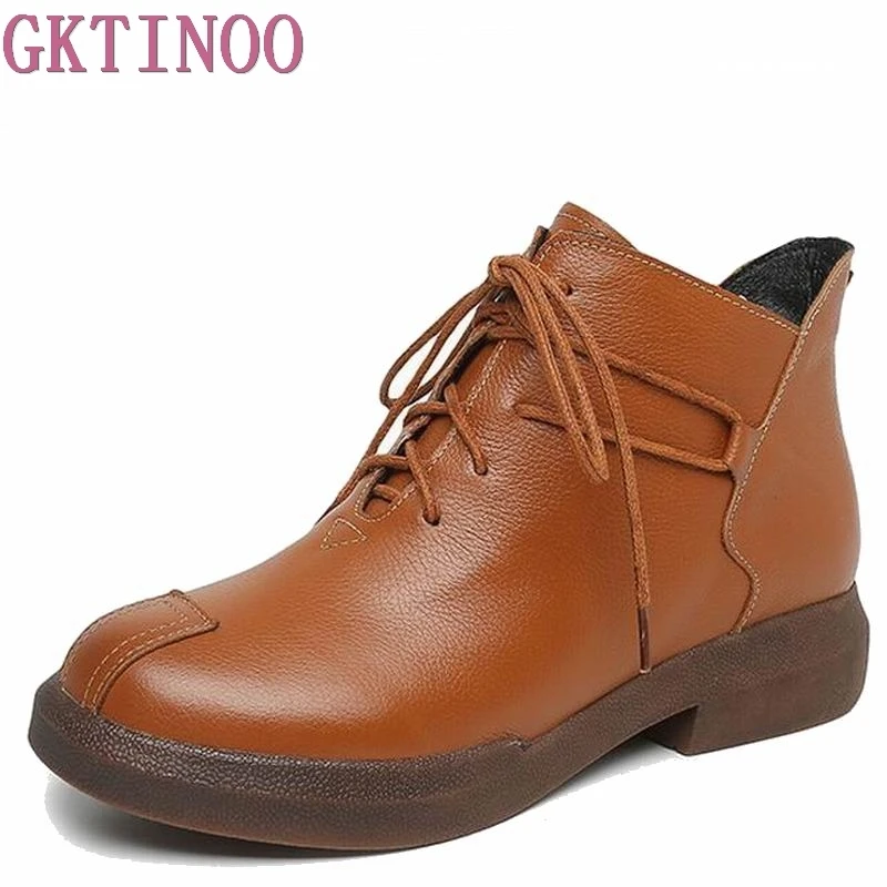 cowhide leather flat heel boots