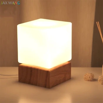 

Modern Creative Galss Table Lights Solid Wood Led Desk Lamps for Living Room Bedroom Bedside Indoor Lighting Fixture Decoration