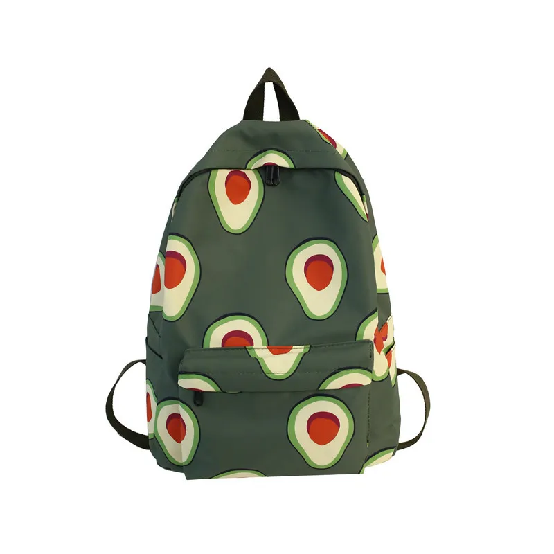 Милый рюкзак авокадо зеленого цвета, нейлоновый Модный женский рюкзак с фруктовым принтом, школьный рюкзак для девочек-подростков, клубника, mochilas mujer - Цвет: Avocado