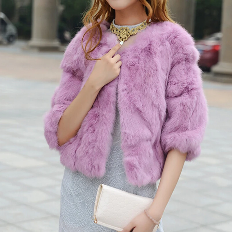 

New Arrival Full pelt Rabbit Fur Coat Short Design Rex Rabbit Full Pelt Rabbit Fur Jacket Women Whole Fur Waistcoat TAH448