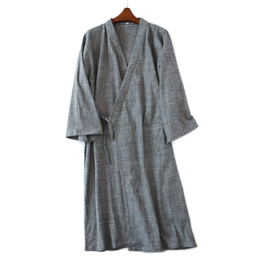 Хлопковое кимоно купальные халаты с v-образным вырезом одежда с длинным рукавом японский Демисезонный, одежда для сна