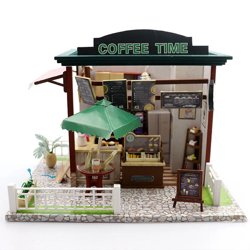 Кукольный дом Кофейня миниатюрный 3D Деревянный Miniaturas кукольный домик игрушки для детей подарки на день рождения Любовь Подарки