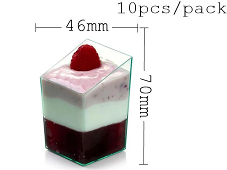 Акция-вечерние поставщики, 45 мл одноразовая пластиковая посуда, 64*50 мм/70 мл прозрачная мини-десертная чашка, 10/упаковка - Цвет: Прозрачный