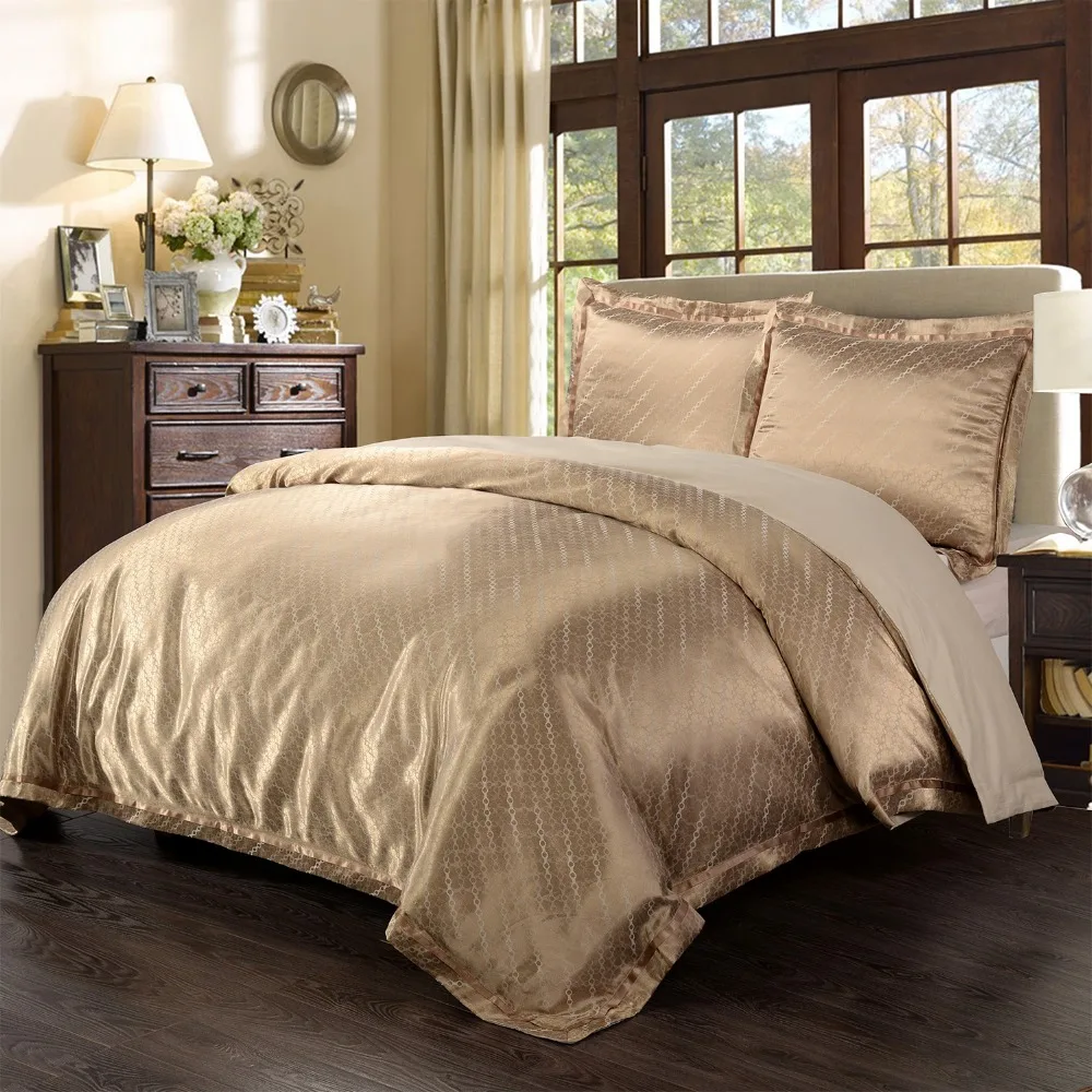 Yarn Dyed Poly Silk Bamboo cotton Jacquard Bedding Set Water Drop 1 duvet cover and 2pillow case