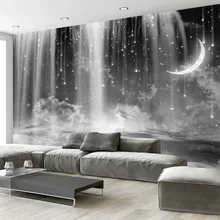 Пользовательские Любой Размер фрески 3D черный, белый цвет водопад Звездное стены тканью Гостиная ТВ украшения дома обои Водонепроницаемый Fresco
