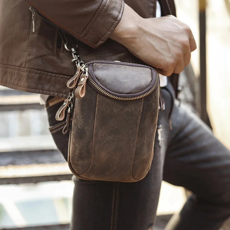 Модная мужская кожаная многофункциональная сумка через плечо Mochila, дизайнерская сумка для сигарет, сумка для путешествий, поясная сумка с крючком, поясная сумка 611-25-d