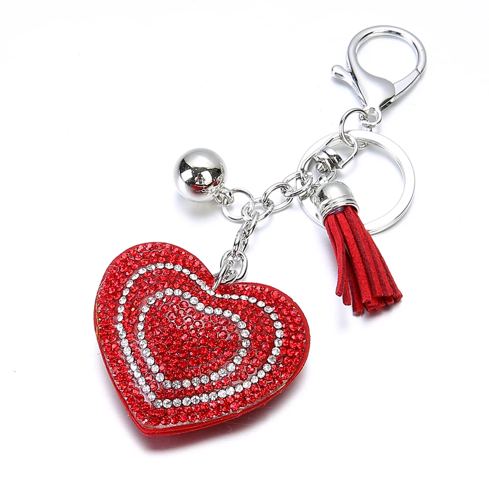 5 styles Bling Rhinestone KeyChain Cute Colorful Heart Keychain Keyring Bag Pendant Car Key