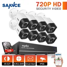 SANNCE 8CH 1080P CCTV System 720P Security Camera Waterproof IR Night Vison Home Security Camera Surveillance Kit 1TB HDD