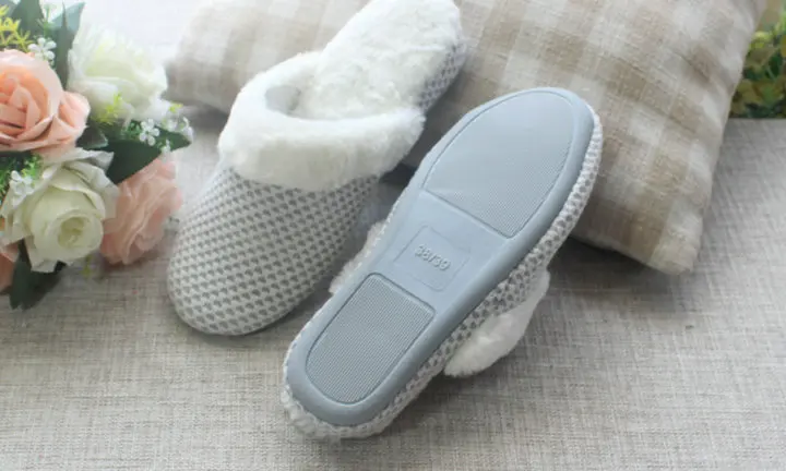 Home Slippers Women Men Plush Slipppers Knit Style Female House Indoor couple Bedroom Floor Slippers Solid Fur for Lovers (5)