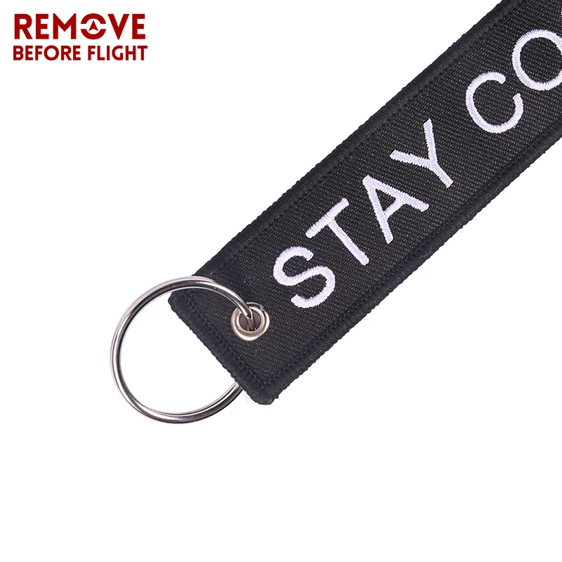 Fashion Keychain for Friends Different Sides STAY COOL AWESOME EVERYDAY Motorcycles Key Chains Red Embroidery Key Chain Gifts 0