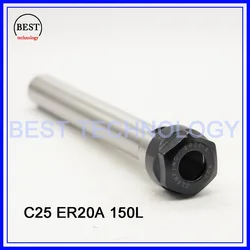

C25 ER20A 150L Collet Chuck Hoder Straight  Shank Chuck Collect Extension Rod  ER20 Collet ER20A Nut  for CNC Milling