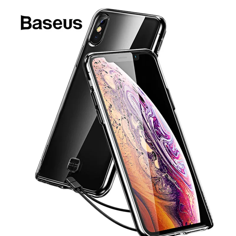 

Baseus Transparent Silicone Case for iPhone X Xs Shockproof Soft Back Cover Case for iPhone X Xs Hanging Rope Case For iPhone X