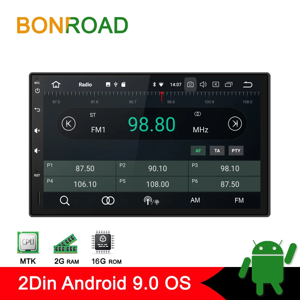 Perfect Bonroad 2 Din Android 9.0 Car Multimedia For Nissan Toyota Hyundai GPS Navigation Audio Player Car Radio RDS Video Player 0