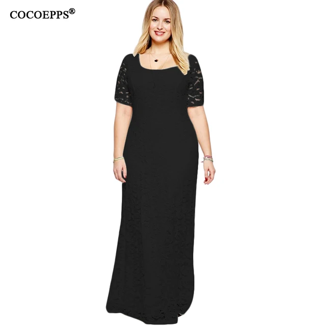 Long sleeve Lace Dresses big sizes fashionable 2017 Plus Size long