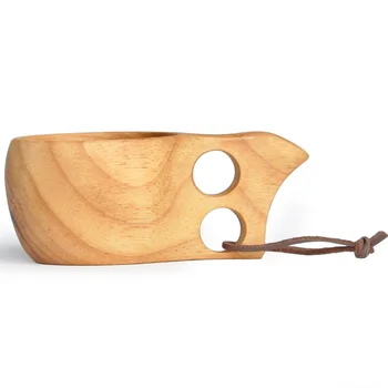 

20pcs Kuksa Double Hole Cup Finland Handmade Portable Wooden Cup for Coffee Milk Water Tourism Gift wen6850