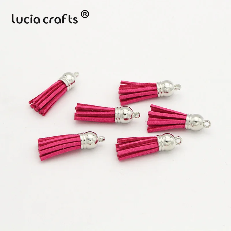 Lucia crafts 12 шт/24 шт замшевый брелок с кисточками на ремешке для мобильного телефона, ювелирные подвески, 4 см, Кожаные Кисточки с серебряными крышками I0103 - Цвет: Color12  12pcs