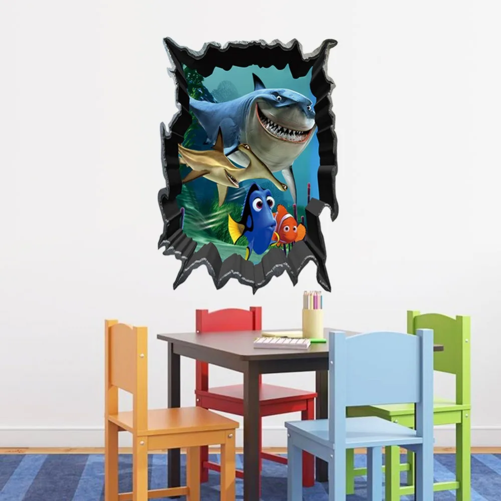 1Pcs 50X70CM 3D Cartoon Finding nemo submarine seaview shark Wall