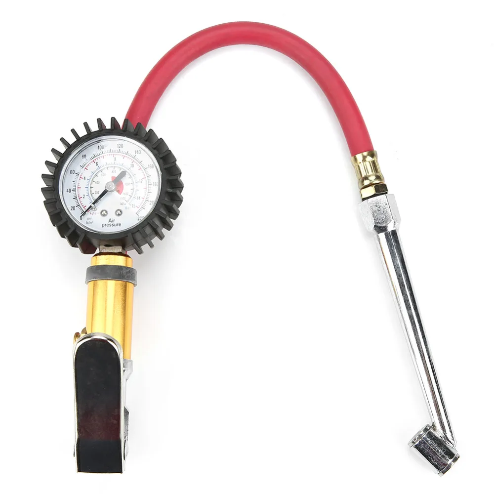 Hot 1/4" Trunk Motorcycle Tire Tyre Pressure Dial Gauge Air Inflation Inflator Pump Gun