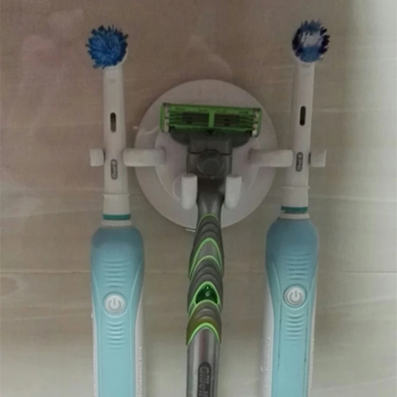Toothbrush Holder Suction Hooks Shaver Organizer Bathroom Accessories Tooth Brush Holder Wall Mount Set Bathroom Sucker