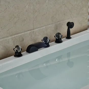 

Oil Rubbed Broze Tub Faucet 5pcs Bathroom Shower Set Waterfall Spout Mixer Faucet