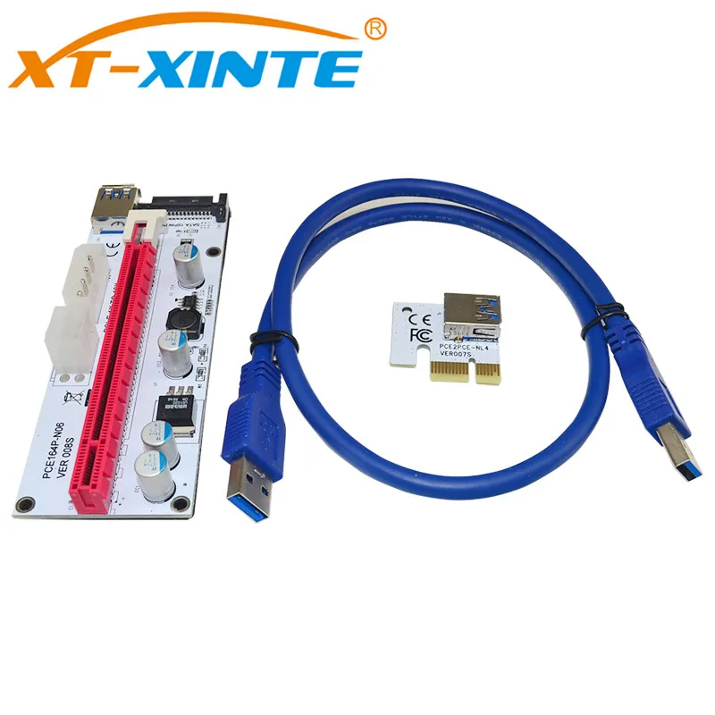 USB3.0 PCIE 1X to 16X PCI Express Riser Card Extension Cable with DC Single Power Cable VER008S for Mining Miner Bitcoin BTC