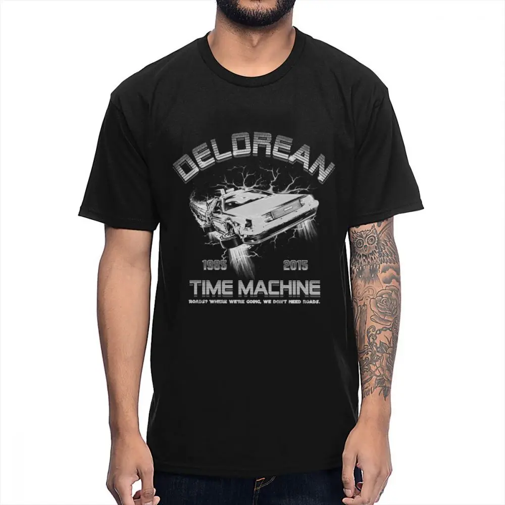 Большой Размеры футболка Дешевые Back To The Future DeLorean схема летняя Удобная хлопковая