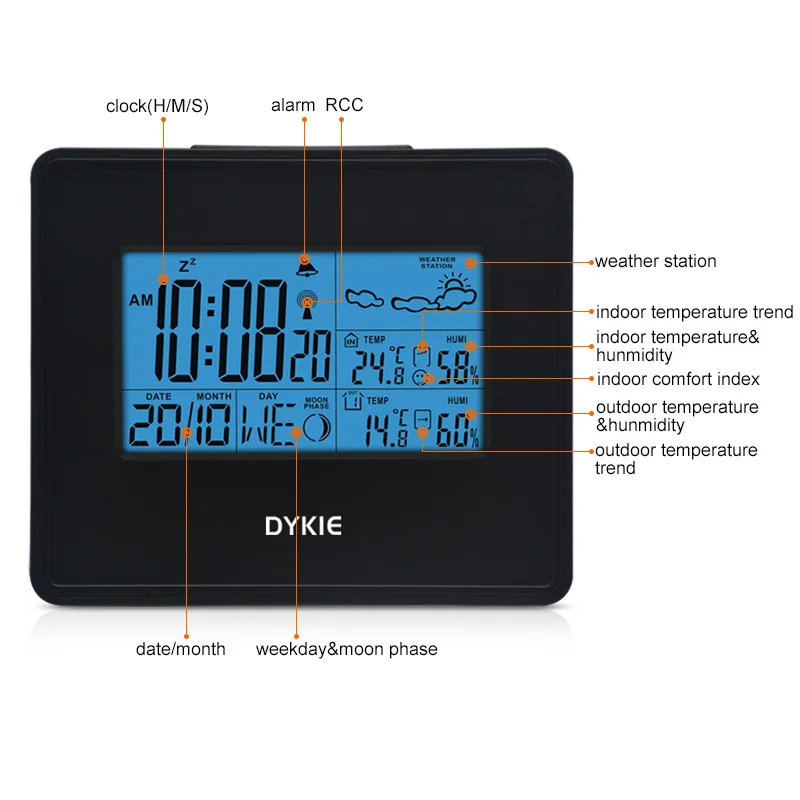 New Dykie Rf Rcc Wireless Weather Station Digital Weather Forecast