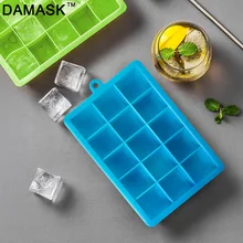 DAMASK 2PCS ชุด 15 & 24 ก้อนน้ำแข็ง Cube ถาดซิลิโคน Ice Cube Maker แม่พิมพ์ที่มีฝาปิดสำหรับน้ำแข็งครีมปาร์ตี้วิสกี...(China)