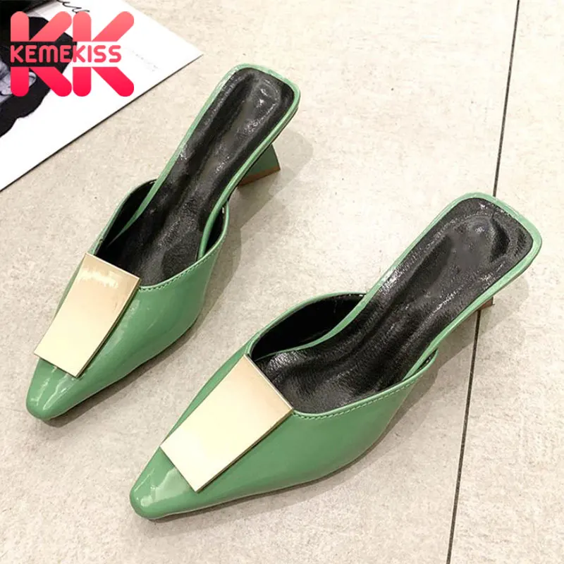 

KemeKiss Women High Heel Sandals Office Ladies Casual Slipper Sexy Pointed Toe Summer Party Shoes Women Lazy Sandals Size 34-39
