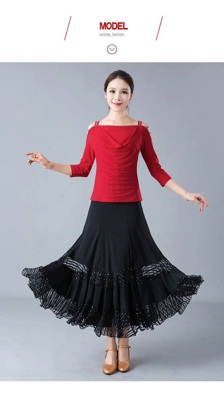 Для взрослых бальное танцы юбка черный юбки фламенко костюмы для бальных танцев костюм для женщин вальс одежда, костюмы для танцев D0798